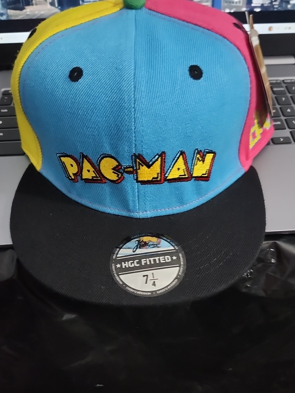 Pac-Man Multicolor Fitted Hat - Blue, Pink & Yellow